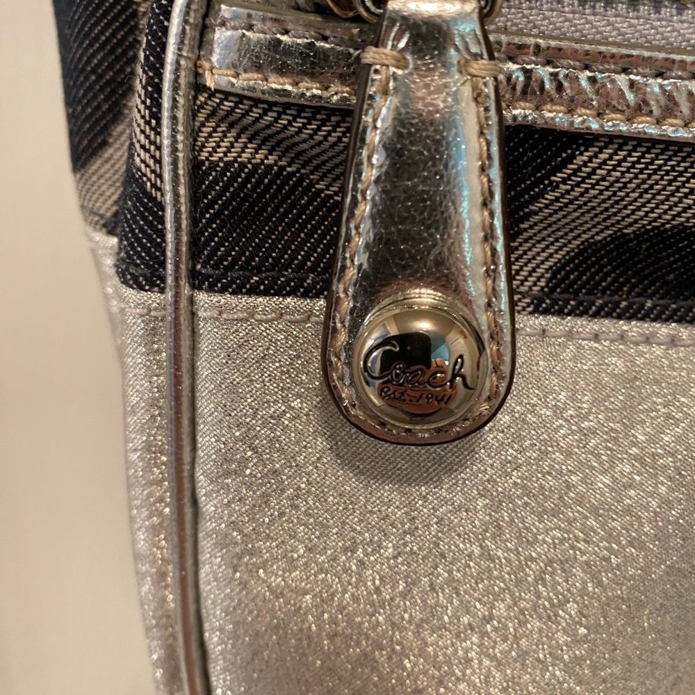 Coach Poppy Signature Denim/Silver Backpack - Picture 5 of 11